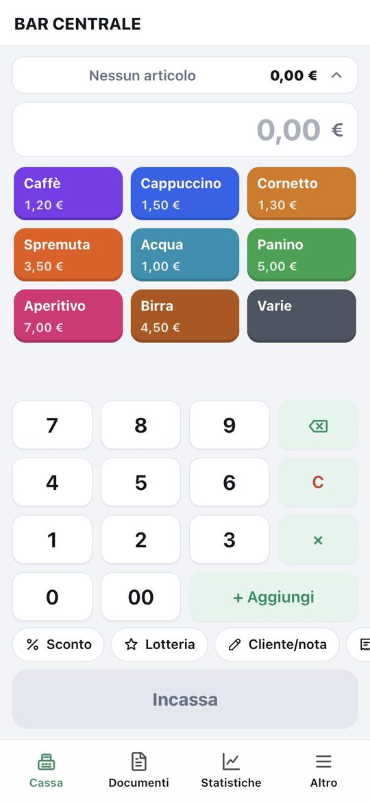 La cassa con i prodotti