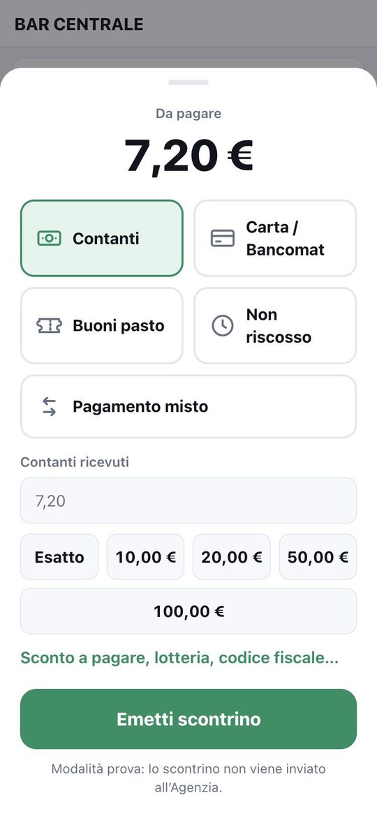 Incasso con calcolo del resto